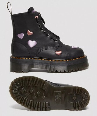 NEW Dr Martens Sinclair Leather Heart Platform Boot Shoes, Black