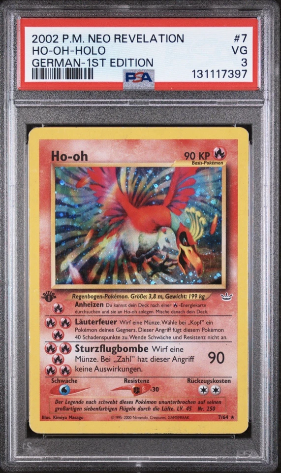 Pokemon TCG Neo Revelation Ho-oh 1st Edition German Holo Rare 7/64 - PSA 3 - Image 3 of 4