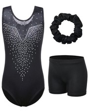 Gymnastics Leotards For Girls Sequins Mesh Spliced Dance With Matching Short