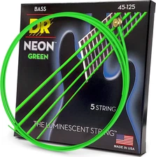 NGB5-45 Hi-Def Neon Green K3 Coated Bass Guitar Strings - .045-.125 Medium 5-Str