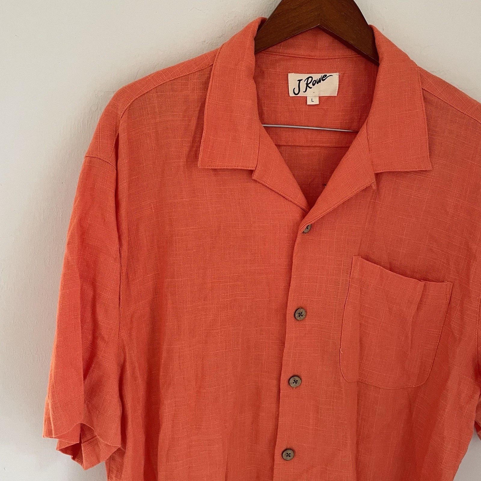 FILA Camicia uomo J Rowe lino con bottoni grande arancione golf ricamata entra nel buco