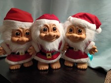 8 Vintage Large Christmas Russ Berrie Troll Doll Holiday Santa Claus Red