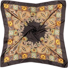 DRESHOW Large Square Satin Headscarves Hair Scarves Silk Accessories Classic Pa