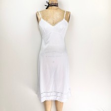 2000's Womens M White Slip Dress Lace Trim Soft Dainty Balletcore Coquette