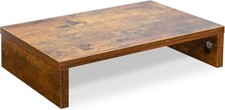 14.2 inch Monitor Stand Riser Rustic Brown Wood with Storage for Desk Small