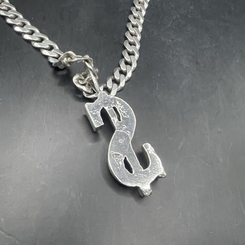 Men’s Silver Money Sign Baller $ Pendant Sterling Silver 925 Italy 50 Grams - Picture 3 of 5