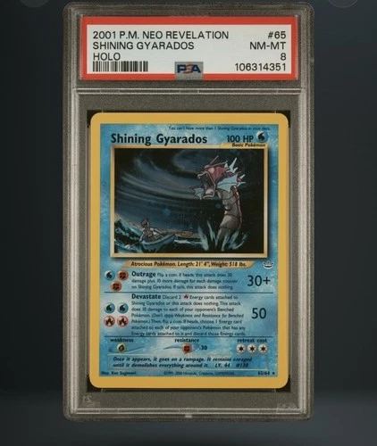 Pokémon Shining Gyarados Neo Revelation 65/64 Secret Rare Holo PSA 8 2001