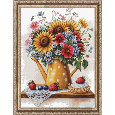 Luca-S The Summer Flowers Kit & Frame Counted Cross-Stitch Kit