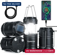 4-Pack Solar Camping Lanterns,Rechargeable LED with USB/Solar/AA Battery,Magneti