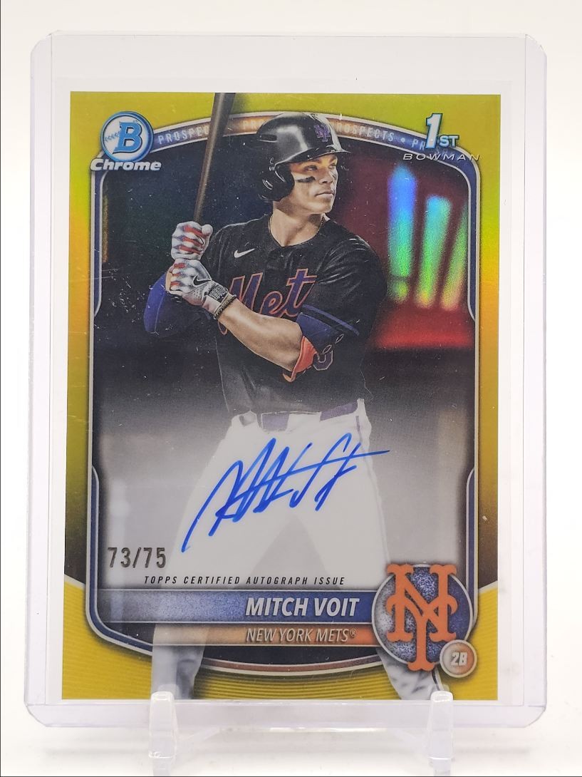 MITCH VOIT 2025 BOWMAN CHROME DRAFT 1ST YELLOW REFRACTOR AUTO /75 Q0044