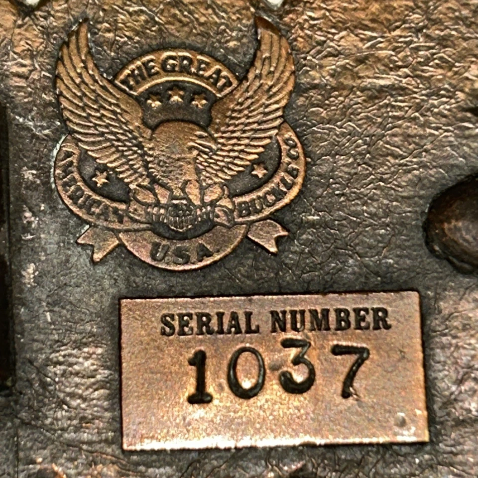 Hebilla de cinturón vintage Indian Head Penny Great American Buckle Co EE. UU. 1982 Foto 3 de 4