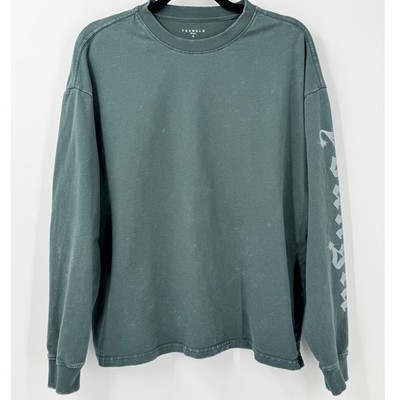 YoungLA Long Sleeve Shirt Mens sz M 8028 Green Graphic Sleeve Logo pump cover