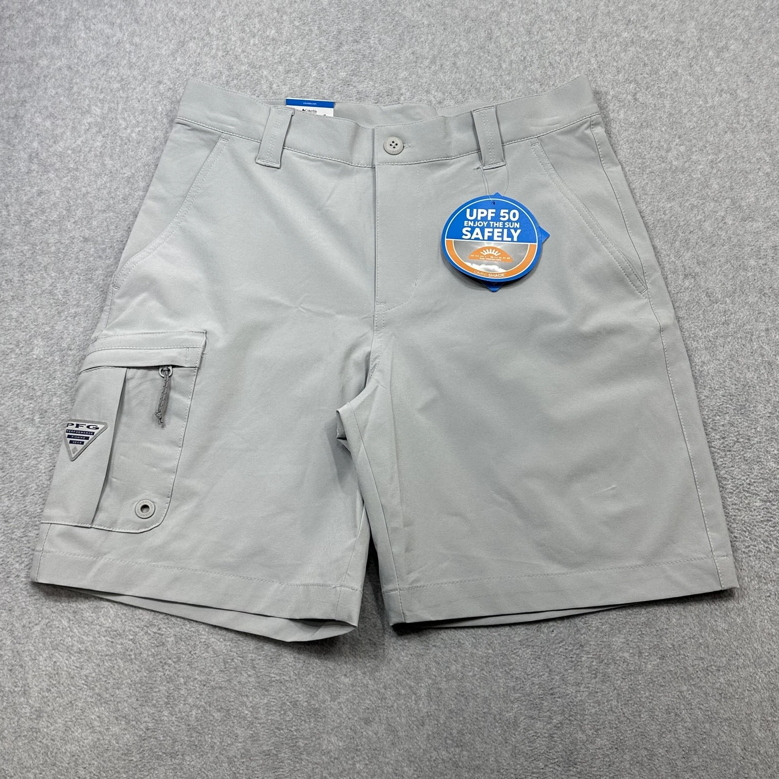 Columbia PFG Deep Waves Shorts Mens 30 Gray Cargo 8 Inch Fishing UPF 50 Outdoor