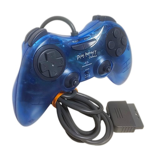 Interact Dual Impact Sony PlayStation 2 PS2 Controller Blue (MISSING PADS)