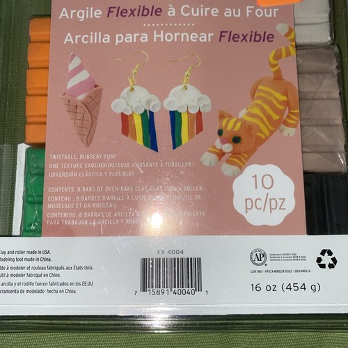 Sculpey Super Flexible Bendy Oven Bake Clay Kit 8 Bars Clay Tool And Roller - Picture 3 of 8