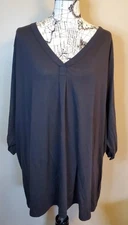 Just My Size 5X Plus Size Black Blouse Women’s Top 3/4 Sleeve V-Neck JMS 30W-32W