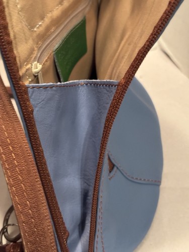 Bolso Bandolera Vera Pelle Cuero Genuino Italia Convertible Cartera Azul Cerúleo - Imagen 17 de 17