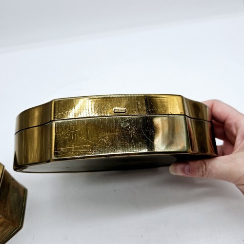 Latón Metal Schrafft's Caramelo Lata Grabado, 2 Cajas Latón Más Pequeñas LEER - Imagen 16 de 24