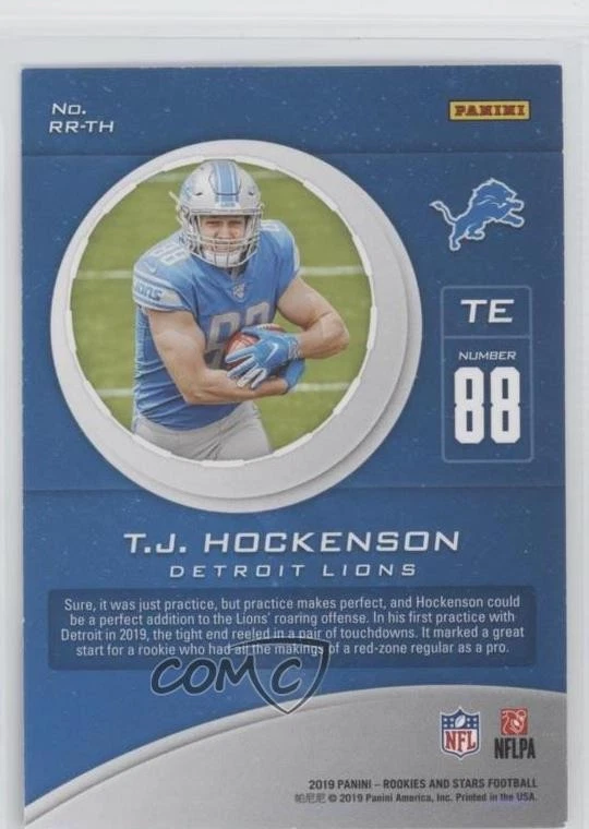 2019 Panini Rookies & Stars Rookie Rush Orange /99 TJ Hockenson #RR-TH RC - Image 2 of 2
