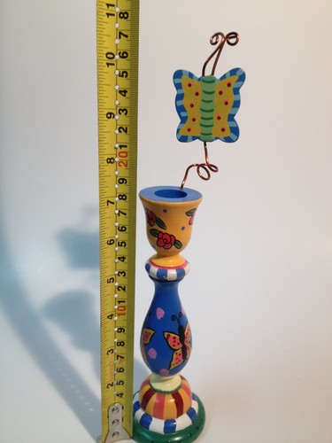 Candle Holder Hand Painted Wooden - Picture 2 of 9