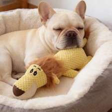 Noisy Dual Tone Squeaker Plush Lion Toy For Medium Chew Resistant Dogs M3E0