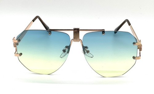 Fashion Designer Gold Metal Flat Lens Celebrity Square Women Men New Sunglasses - Picture 9 of 41