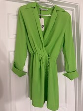 Zara   Kelly Green Dress Size Small New with Tags