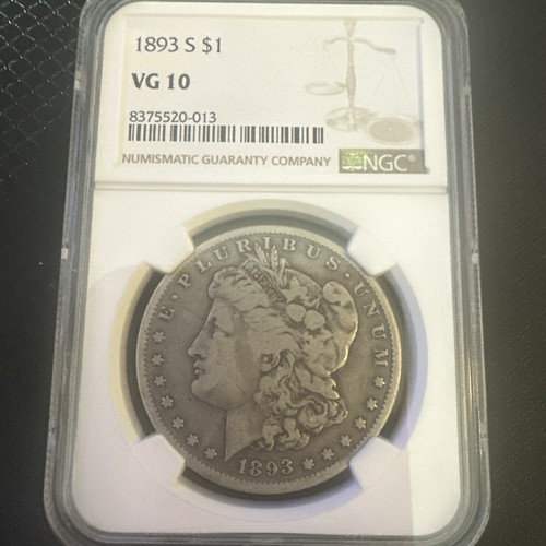 1893-S Morgan Silber Dollar NGC VG10 Stichtag KÖNIG ALLER DATEN schöne Münze!!