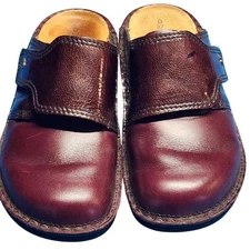 Finn Comfort Amalfi Dark Brown/Red Leather Mule Soft Foot Women's EU 37 US 7