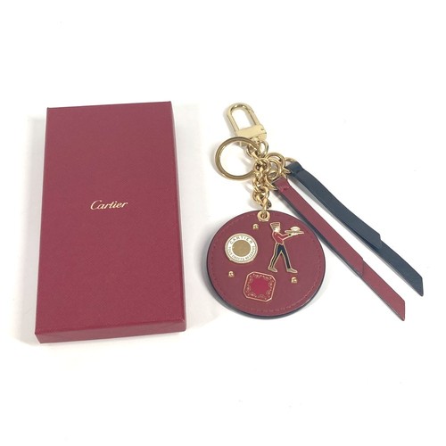 CARTIER Diavolo de Cartier medallion key ring Bag Charm Key Holder Leather Red - Picture 10 of 10