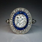 2Ct Round Lab-Created Diamond Sapphire Vintage Style Double Halo Ring 925 Silver