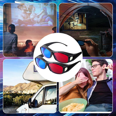 2 Pieces 3D Movie Game Glasses Red Blue 3D Viewing Glasses for Movies Games, Lig