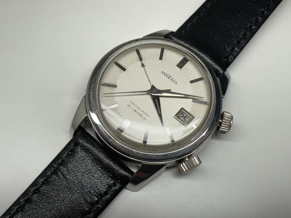 angelus fecha alarma 21 joyas hecho en Suiza acero inoxidable antimagnético reloj pulsera Foto 3 de 4