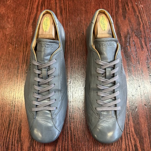 $795 Mens Gray Prada Leather Sneakers Sz 11 UK / 12 US Made In ITALY - Picture 4 of 18
