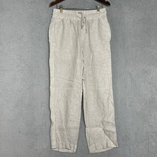 QUINCE Wide Leg Pants 100% European Linen Waist Pull On Driftwood Sz Medium