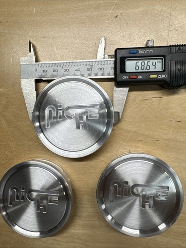 Niche Wheel Center Cap Brushed Aluminum 60-61 Outside 67MM Inside 66 MM(3 Pcs) - Picture 3 of 5