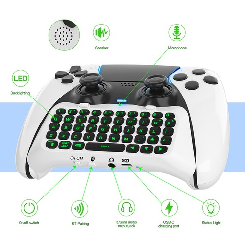 Mini Keypad Chatpad Built-in Speaker Wireless Gaming Keypad for PS5 Elite Handle - Picture 7 of 10