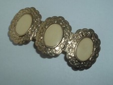 VINTAGE LIGHT YELLOW ENAMEL GOLD TONE HAIR BARRETTE UP DO HAIR ACCESSORY