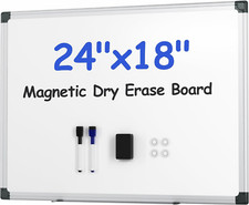 Magnetic White Board Kit for Wall 24" X 18", 1 Dry Eraser & 2 Multicolor Markers