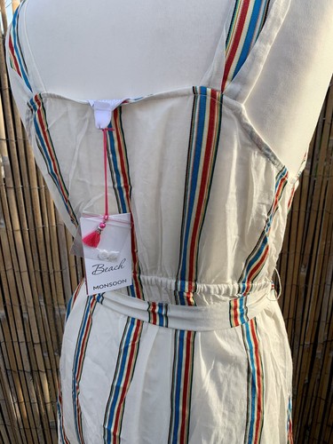 NWT Monsoon Beach Candy Striped Button Front Summer Dress UK Size 12 RRP £55.00 - Picture 4 of 5