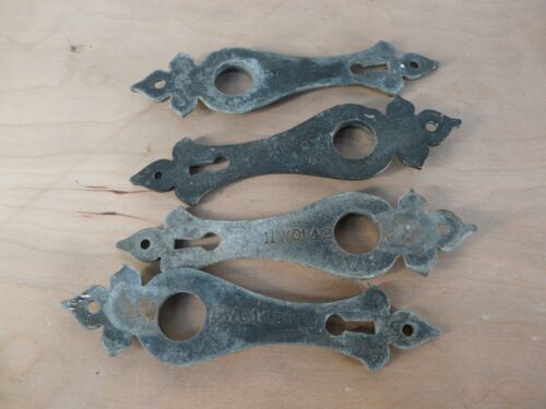 Lot of (4) Hammered Metal Door Backplates--Spanish Revival--VINTAGE - Picture 3 of 4