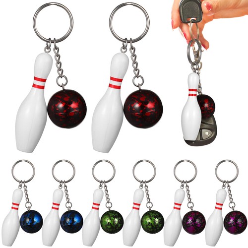 10X Mini Porte-clés vendu Bowling Thème Sport Porte-clés Pendentif Porte-clés Décoration