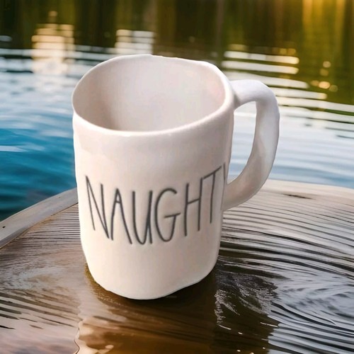 Naughty Rae dunn mug classic coffee farmhouse style black &white holiday - Picture 2 of 3