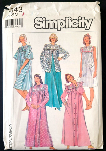 Vtg UC Simplicity 7643 Sew Pattern Short Long Nightgown Robe Summer Bed Jacket - Picture 2 of 4