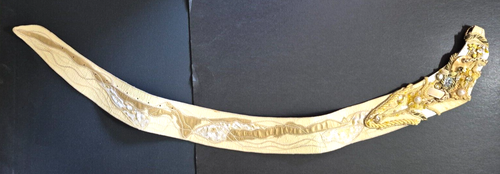 Vintage A Yellow/Gold Leather Embellished Designer Belt, Signed - Picture 2 of 10
