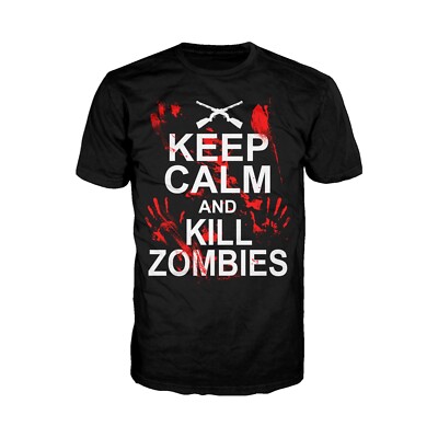 Keep Calm Kill Zombies T-Shirt lustig Horror Grafik Tee Halloween Geschenk Shirt