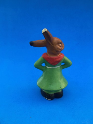 Contenedor de Caramelos Composición Alemana Figura Original Vintage Dama Conejo 4" Alto - Imagen 12 de 13