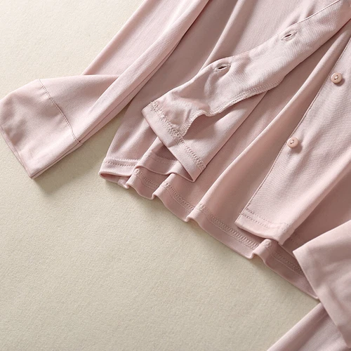 Conjunto de pijama 100 % seda morera para mujer ropa de dormir camisón manga larga tela para el hogar - Imagen 17 de 22