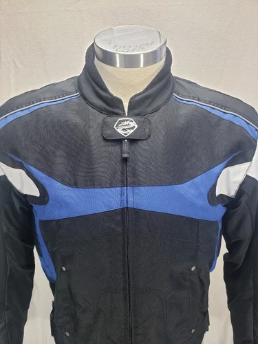 ARLEN NESS Men's Motorcycle Jacket Size L Large Blue Black image 2