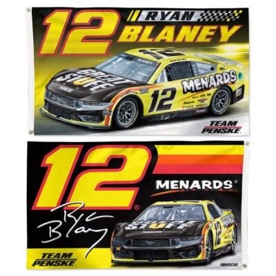 Ryan Blaney #12 Menards Team Penske Nascar Double-Sided 3x5 Flag Free shipping